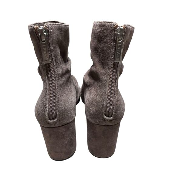 1.STATE Taupe Gray Suede Slouchy Ankle Booties Block Heel Size 8.5 - Picture 4 of 11